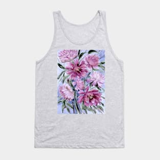 Peonies in Shadow Watercolor Painting Tank Top